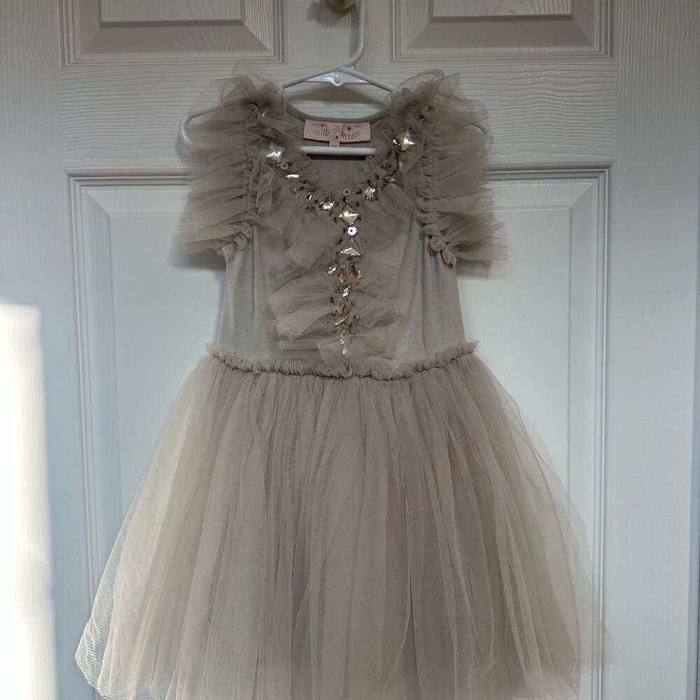 Tutu du Monde gray silver tulle dress with sequins and jewels
